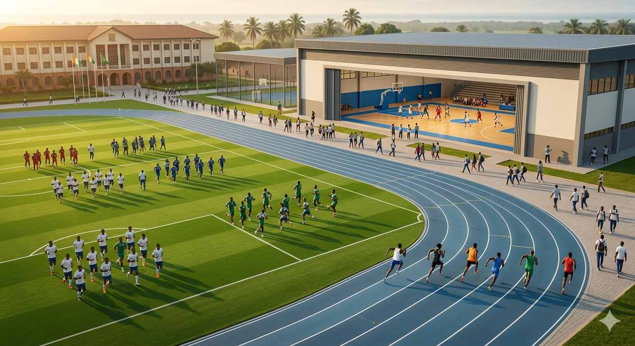 Ivory Coast university multi-sport campus day, football athletics basketball, Abidjan collegiate sport HiSL West Africa 2026